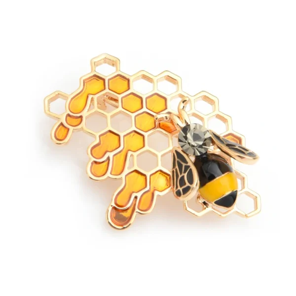 Wuli&baby Enamel Bee Honeycomb Brooches Women Men Alloy Insect Weddings Brooch Pins - Image 3