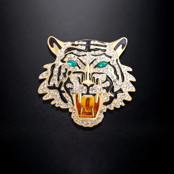 Wuli&baby Rhinestone Roaring Tiger Brooches Women Men Big Tiger Head Party Casual Brooch Pins - Image 3