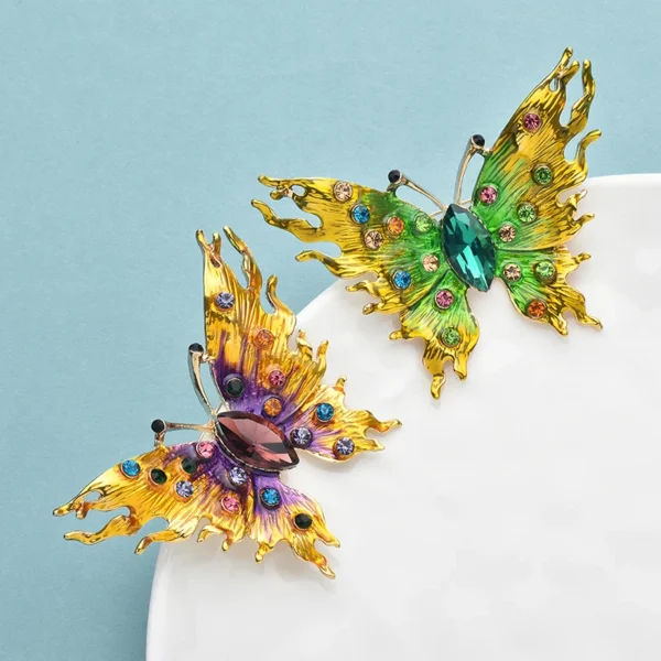 Wuli&baby New Design Butterfly Brooches  Women Unisex 2-color Rhinestone Enamel Insects Office Party Brooch Pins - Image 4