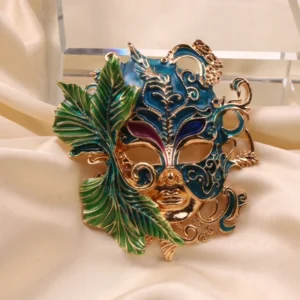 Medieval Women Men Prom Mask Enamel Badges Brooches Elegant Unisex Party Banquet Design Drip Oil Crystal Pin - Image 5