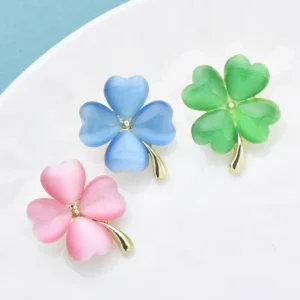 Wuli&baby Classical Opal Clover Leaves Brooches For Women Lady 3-color Beautiful Flower Plants Party Office Brooch Pins Gifts - Image 5
