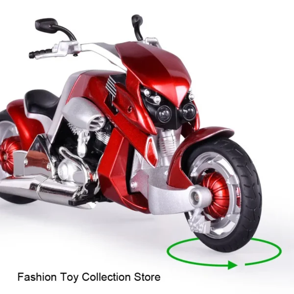 1:12 Tyrannosaurus Motorcycle Alloy Car with Sound Light Pull Back - Image 4