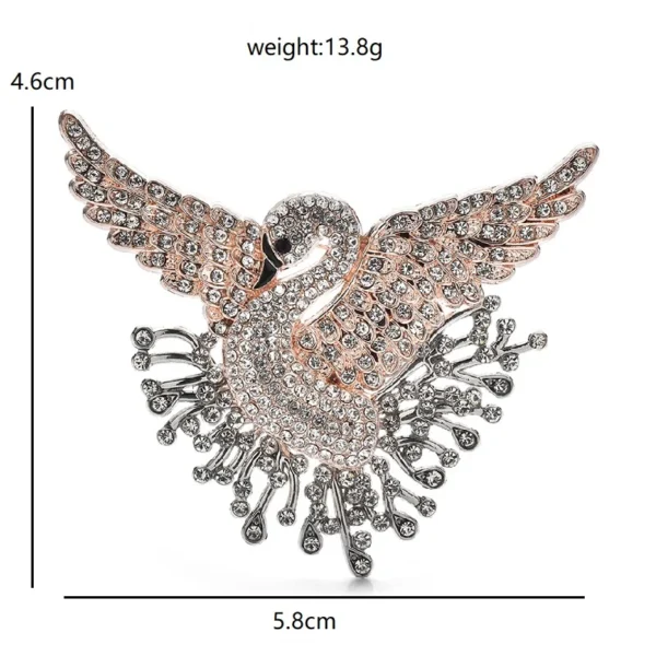 Wuli&baby Flying Shinning Swan Brooches  Women Lady Rhinestone Elegant Bird Party Office Brooch Pins - Image 2