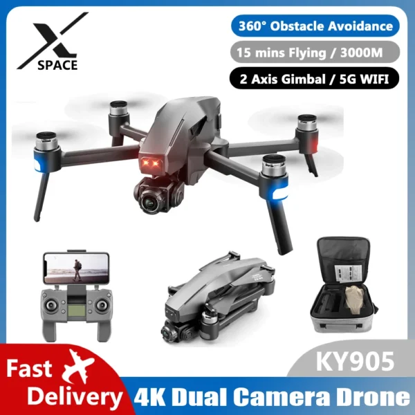 KY905 4K 5G GPS Mini HD Drone Aerial Photography Folding RC Quadcopter - Image 6