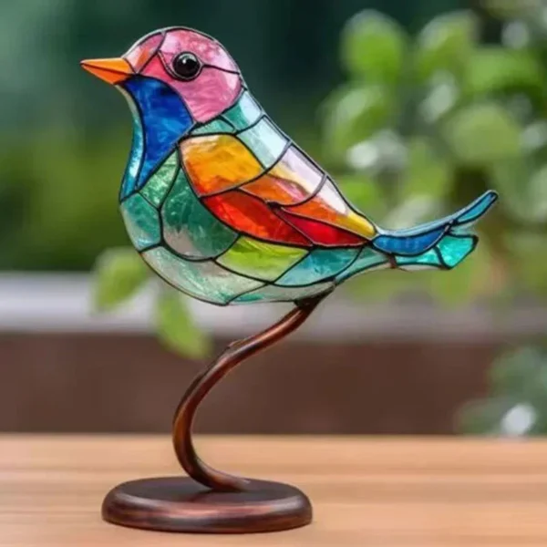 2/3/5 Multicolor Birds Stained 2D Acrylic Birds on Branch Desktop Ornaments Double Sided Multicolor Style Craft Statue Ornaments - Image 4