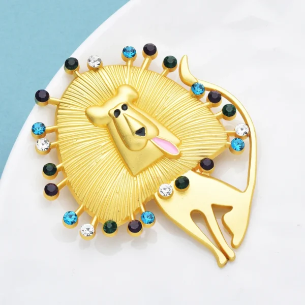 Wuli&baby Vintage Lion Brooches  Women Unisex Lovely Alloy Rhinestone Animal Party Casual Brooch Pins - Image 3