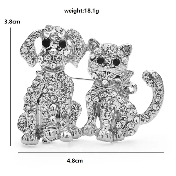 Wuli&baby Shining Dog And Cat Brooches Pins  Women Rhinestone Lovely Puppy Kitten Animal Friend Pets Party Brooch Pins - Image 2