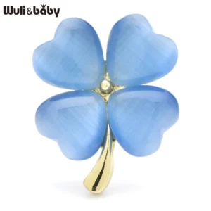 Wuli&baby Classical Opal Clover Leaves Brooches For Women Lady 3-color Beautiful Flower Plants Party Office Brooch Pins Gifts - Image 3