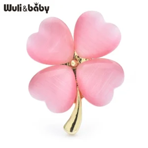 Wuli&baby Classical Opal Clover Leaves Brooches For Women Lady 3-color Beautiful Flower Plants Party Office Brooch Pins Gifts - Image 2