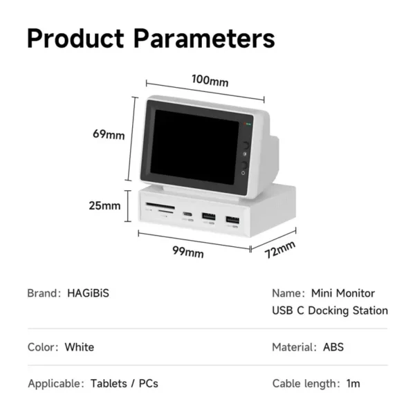 Hagibis 3.5inch IPS Mini Screen AIDA64 Mini PC CPU RAM HDD Data Monitor Display Sub Screen with USB C Hub  Laptop PC MacBook - Image 6