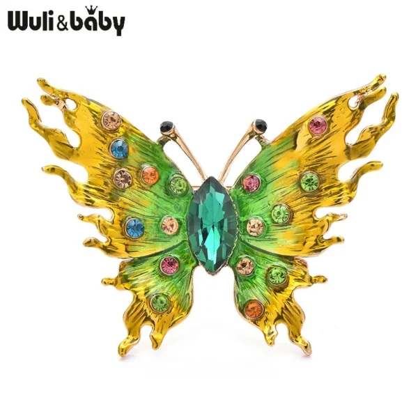 Wuli&baby New Design Butterfly Brooches  Women Unisex 2-color Rhinestone Enamel Insects Office Party Brooch Pins