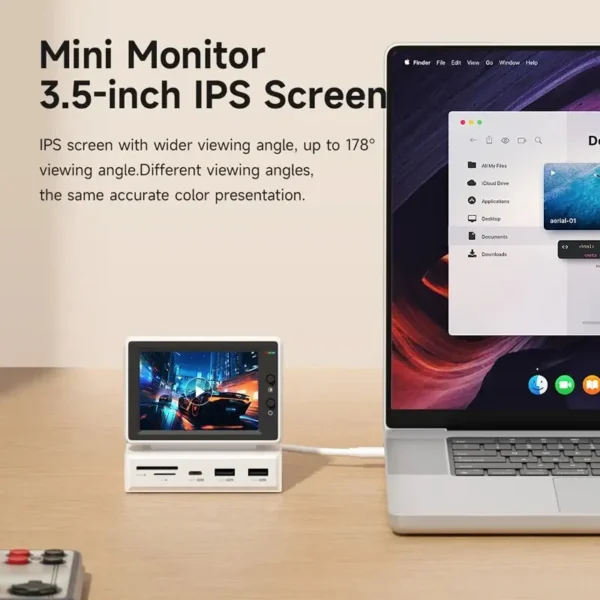 Hagibis 3.5inch IPS Mini Screen AIDA64 Mini PC CPU RAM HDD Data Monitor Display Sub Screen with USB C Hub  Laptop PC MacBook - Image 4