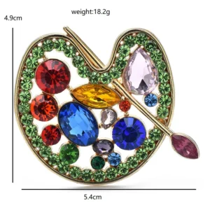 Wuli&baby Multi-color Rhinestone Color Pallet Brooches Pins  Women Unisex Drawing Lover Brooch Pins - Image 2