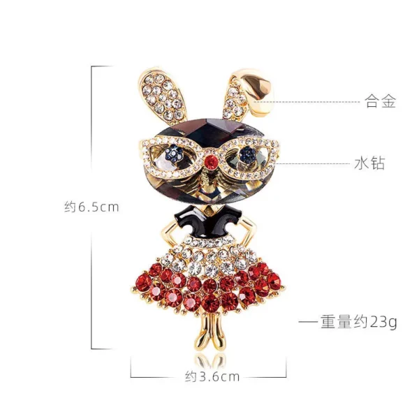 Rhinestone Rabbit Brooches  Women Sparkling Beauty Animal Charm Bunny Casual 2 Colors Brooch Pins Jewelry - Image 5