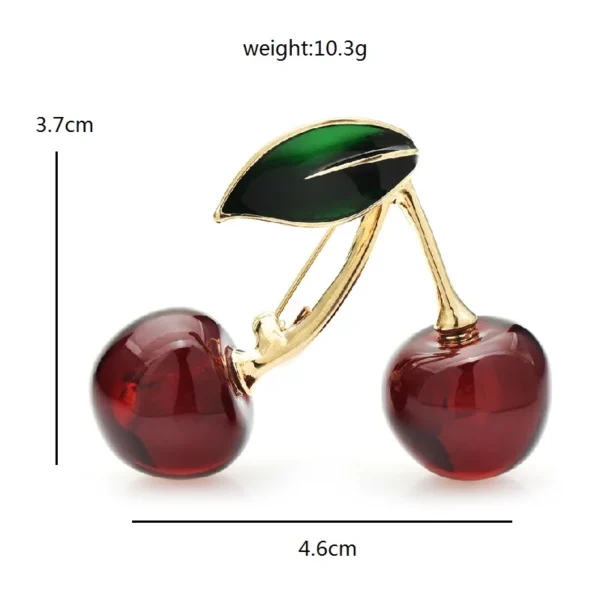 Wuli&baby Delicious Cherry Brooches  Women Unisex 2-color Beauty Fruits Party Office Brooch Pins - Image 3