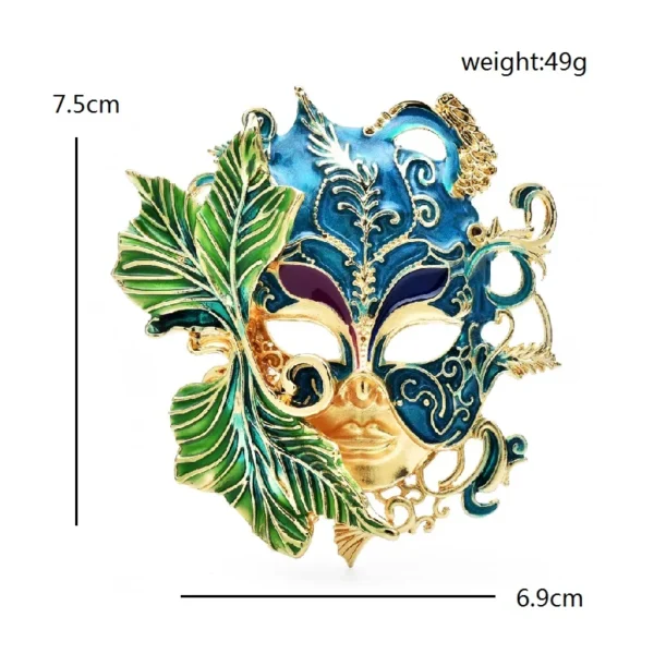 Wuli&baby Big Magic Face Brooches  Women Unisex Charming Enamel Beauty Lady Figure Party Casual Brooches Pins - Image 2