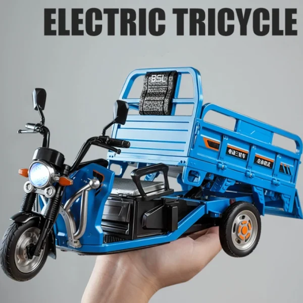 1:12 Electric Tricycle Alloy Diecast Model Car Sound Light Pull Back