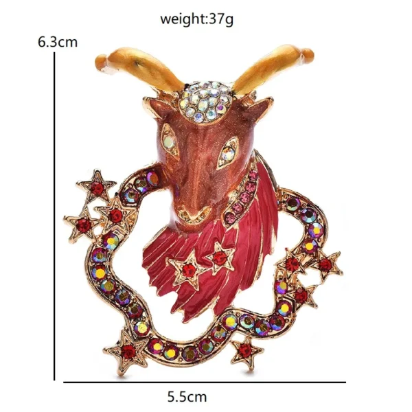 Wuli&baby Lovely Aries Goat Brooches  Women Unisex Enamel Rhinestone Beautiful The Zodiac Animal Party Casual Brooch Pins - Image 2