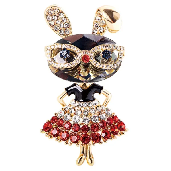 Rhinestone Rabbit Brooches  Women Sparkling Beauty Animal Charm Bunny Casual 2 Colors Brooch Pins Jewelry