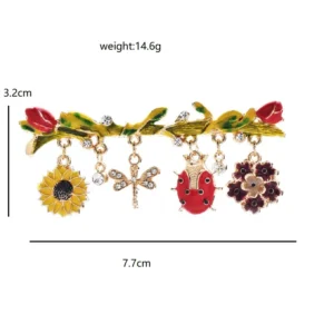 Wuli&baby Cute Insects Flowers Brooches Pins  Women Lady France Style Enamel Animal Plants Party Brooch - Image 2