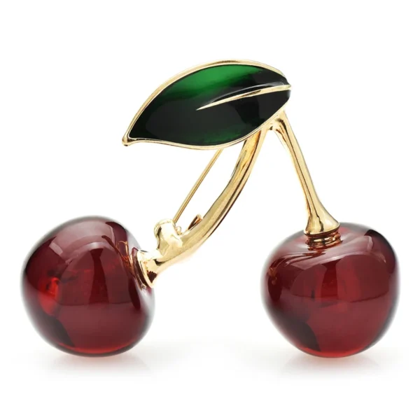 Wuli&baby Delicious Cherry Brooches  Women Unisex 2-color Beauty Fruits Party Office Brooch Pins