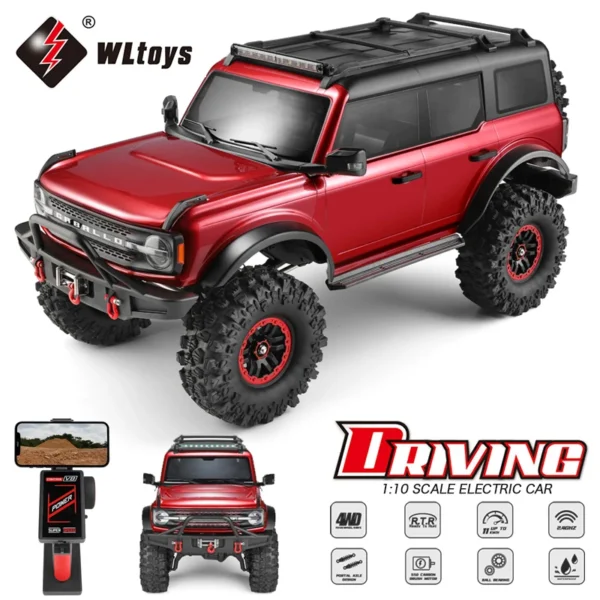 Red WLtoys 104020 1/10 4x4 2.4G 4WD Off-Road RC Car 45Min Run