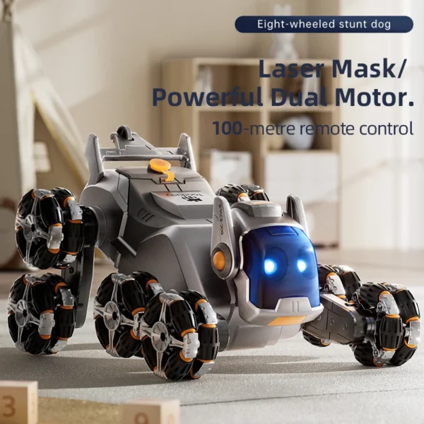 Intelligent Electric RC Robot Dog Eight Wheeled Stunt Toy