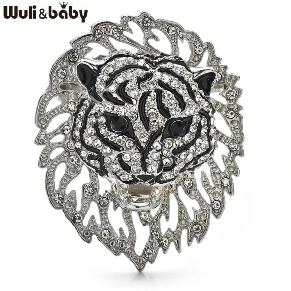 Wuli&baby Charming Shining Lion Brooches  Women Unisex 2-color Enamel Animal Office Party Brooch Pins - Image 3