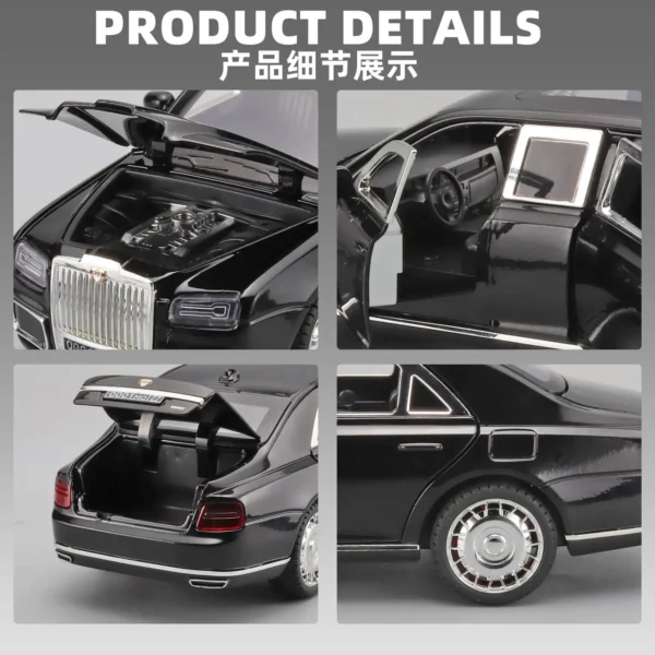 1:24 Aurus Senat Russian Presidential Diecast Car Model with Sound Light Gift - Image 4