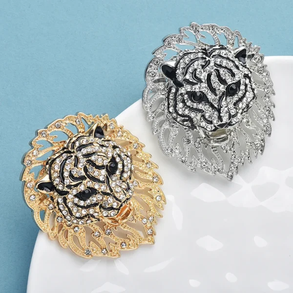 Wuli&baby Charming Shining Lion Brooches  Women Unisex 2-color Enamel Animal Office Party Brooch Pins - Image 4