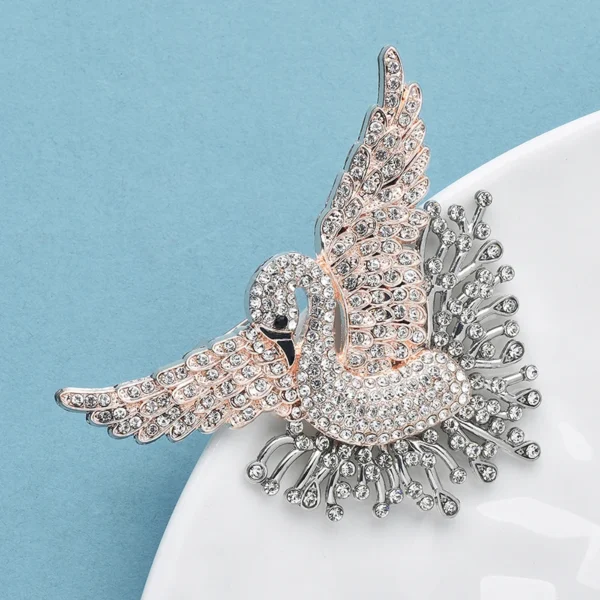 Wuli&baby Flying Shinning Swan Brooches  Women Lady Rhinestone Elegant Bird Party Office Brooch Pins - Image 3