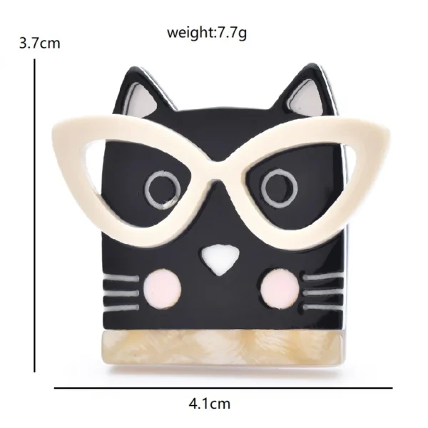 Wuli&baby Cute Acrylic Cat Brooches  Women Lady Wear Glasses Kitty Animal Party Casual Brooch Pins - Image 2