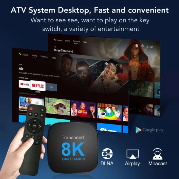 Transpeed Android 13 16GB TV Box ATV Dual Wifi With TV Apps 8K Video BT5.0+ RK3528 4K 3D Voice Media Player Set Top Box - Image 5