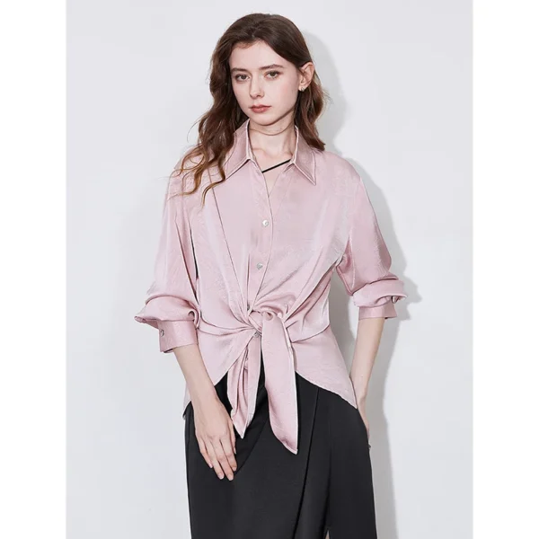 TOYOUTH Women Blouse Shirt 2025 Spring New Style with Rear Split=Light Luxury Age reducing Western Style Top Shirt - Image 2