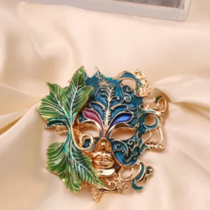 Medieval Women Men Prom Mask Enamel Badges Brooches Elegant Unisex Party Banquet Design Drip Oil Crystal Pin - Image 3