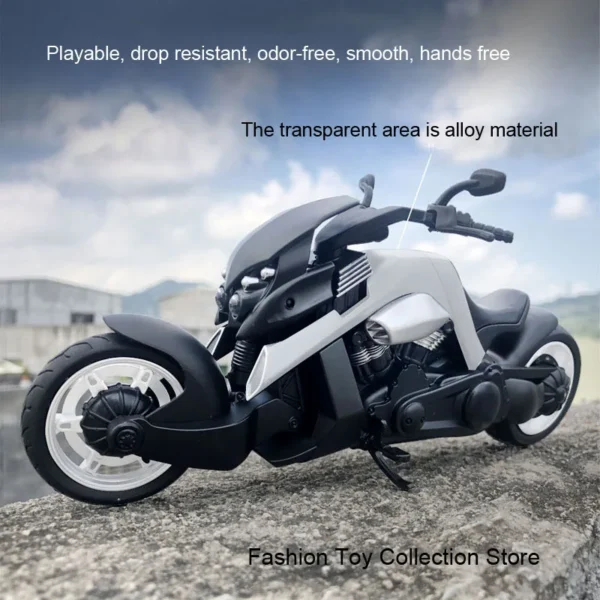 1:12 Tyrannosaurus Motorcycle Alloy Car with Sound Light Pull Back - Image 2