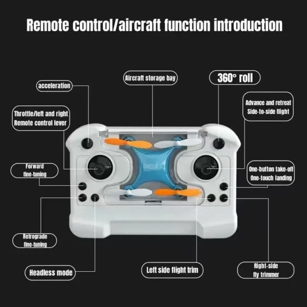 Blue Mini Drone Micro RC Aircraft Fixed Height Quadcopter - Image 3