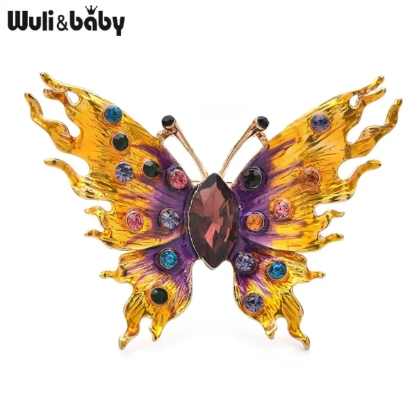 Wuli&baby New Design Butterfly Brooches  Women Unisex 2-color Rhinestone Enamel Insects Office Party Brooch Pins - Image 2