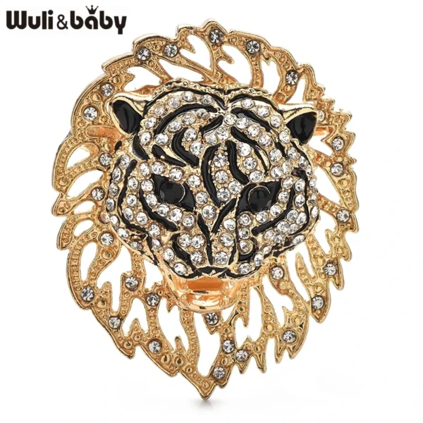 Wuli&baby Charming Shining Lion Brooches  Women Unisex 2-color Enamel Animal Office Party Brooch Pins