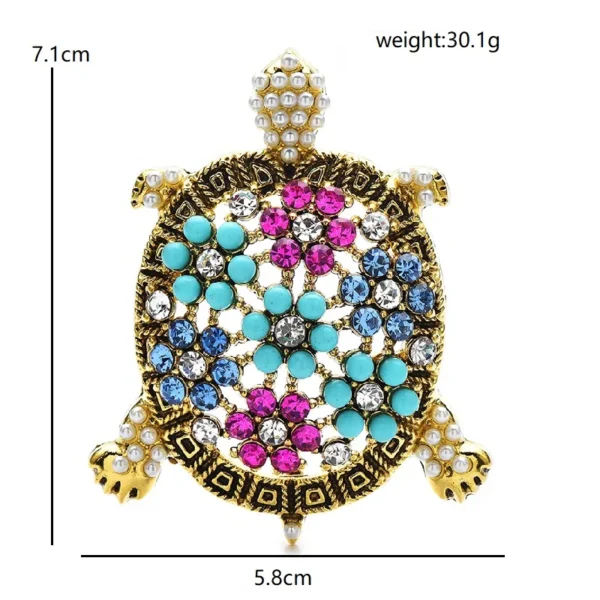 Wuli&baby Vintage Big Turtle Brooches  Women Unisex Rhinestone Swimming Sea Animal Party Casual Brooch Pins - Image 2