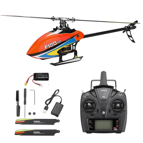 Eachine & yxznrc f180 v2 6ch 3d6g system dual brushless direct drive motor flybarless rc helicopter rtf compatible with futaba -fhss - Image 2