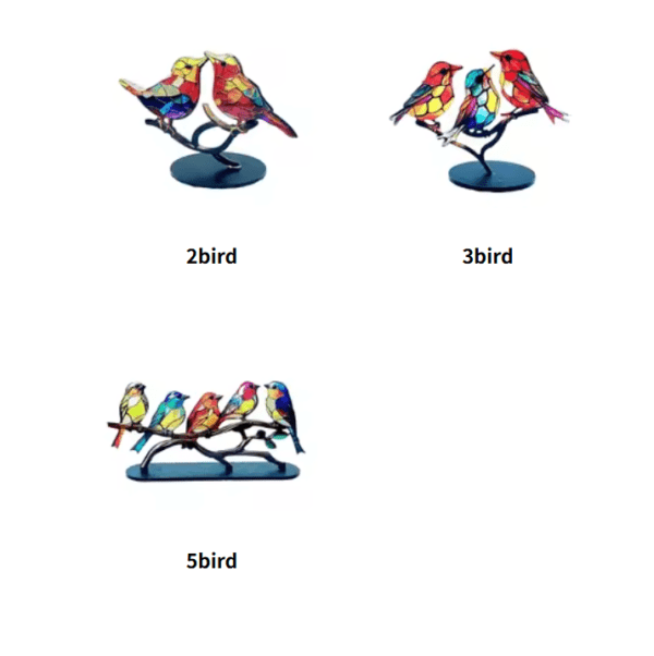 2/3/5 Multicolor Birds Stained 2D Acrylic Birds on Branch Desktop Ornaments Double Sided Multicolor Style Craft Statue Ornaments - Image 7