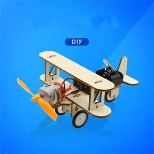 electric taxiing aircraft model  wooden plane dual motor biplane   small inventions scientific experiments    assembled - Image 3