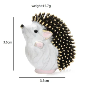 black: Wuli&baby Enamel Lovely Big Hedgehog Brooches  Women 3-color Walking Pets Animal Party Casaul Brooch Pin - Image 4