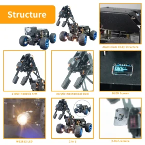 Adeept PiCar Pro 2 in 1 4WD Smart Robot Car Kit with 4DOF Robotic Arm  Raspberry Pi(Raspberry Pi Board NOT Included) - Image 4