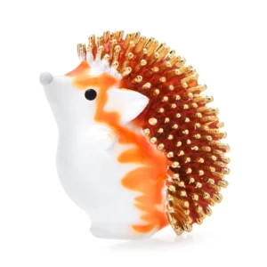 black: Wuli&baby Enamel Lovely Big Hedgehog Brooches  Women 3-color Walking Pets Animal Party Casaul Brooch Pin - Image 3