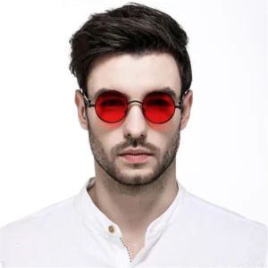 VIVIBEE Vintage Steampunk Red Sunglasses Men Round Punk Alloy Metal Retro Sun Glasses Women 2025 Goggles Gothic Style Shades - Image 3