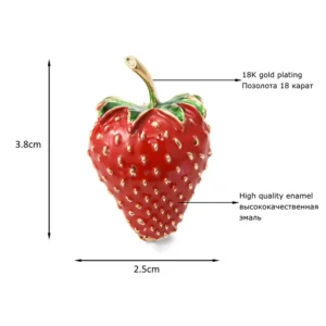 Wuli&baby Lovely Red Strawberry Brooches Women And Mens Metal Enamel Weddings Party Brooch Pins - Image 2
