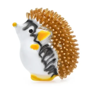 black: Wuli&baby Enamel Lovely Big Hedgehog Brooches  Women 3-color Walking Pets Animal Party Casaul Brooch Pin - Image 2
