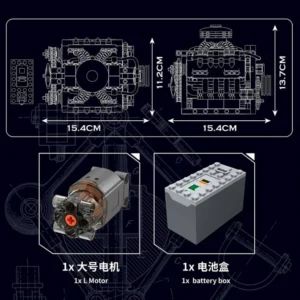 Mould King 10171 LSX454 V8 Engine Motorized Simulation Model Electrically Drive Building Blocks Technical Car Parts - Image 4